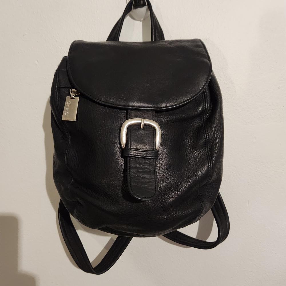 Tignanello Black Handbag with Silver Logo Detail